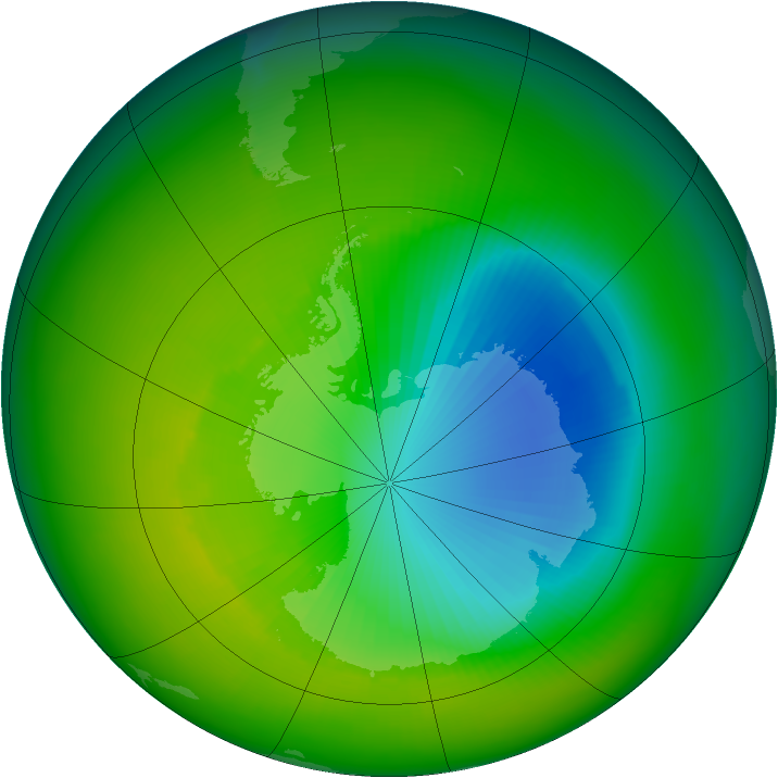 Antarctic ozone map for November 2000
